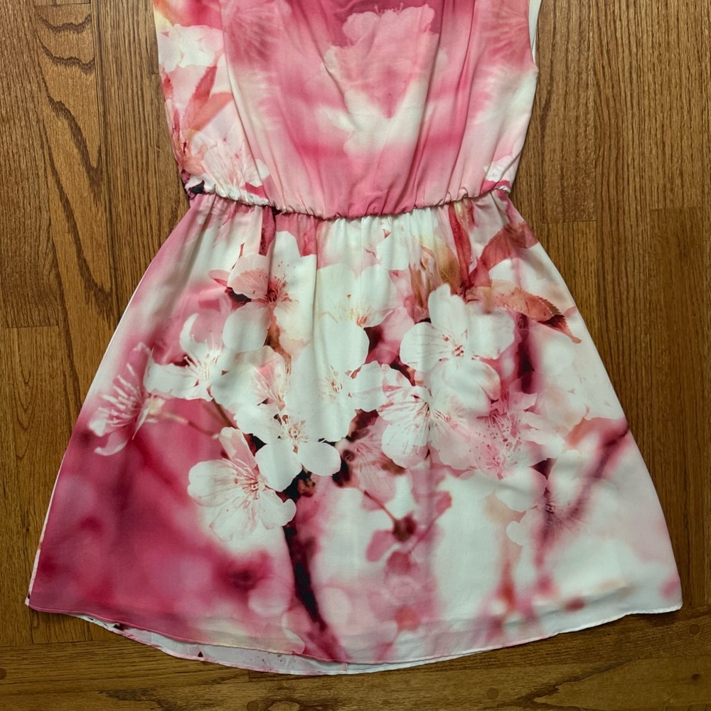 Alice + Olivia Cherry blossom watercolor sleeveless silk dress - Picture 7 of 13